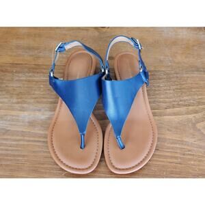 Tommy Hilfiger Women's Blue Thong Sandals Size 9 M Comfort Slide 1.5" Low Heel